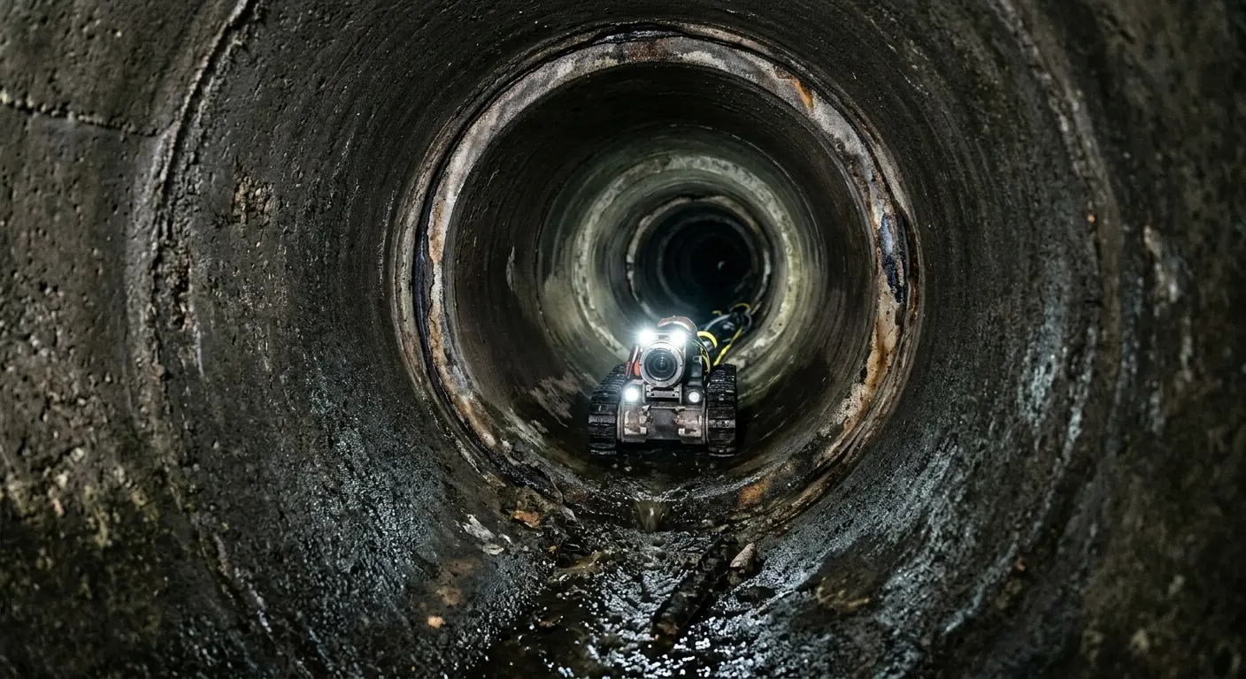 Robotic sewer camera inspecting pipe interior for Drain Snake Service in Lisle